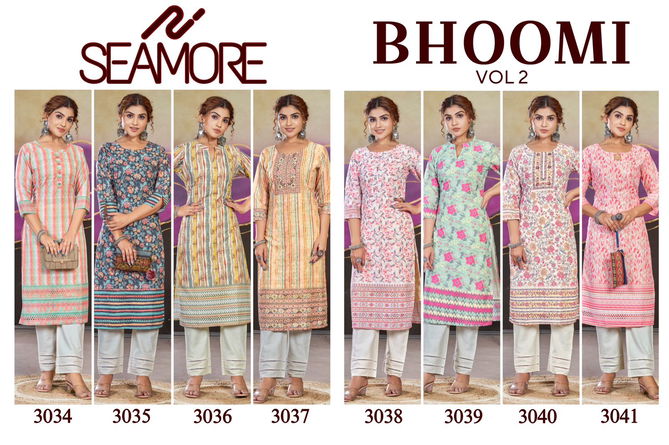 Bhoomi Vol 2 By Seamore Printed Poly Cotton Kurtis Wholesale Clothing Suppliers In India